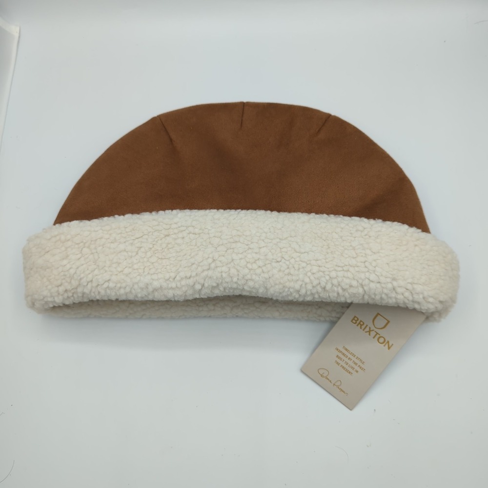 NWT Brixton Ginsburg Beanie Hat Cap Toffee/Off White Size Large 7 1/2